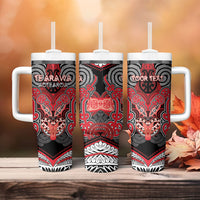 Aotearoa Iwi Te Arawa Personalised Tumbler With Handle Maori Kowhaiwhai Pattern LT19 - Polynesian Pride