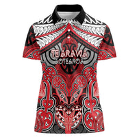 Aotearoa Iwi Te Arawa Personalised Women Polo Shirt Maori Kowhaiwhai Pattern LT19 Female Red - Polynesian Pride