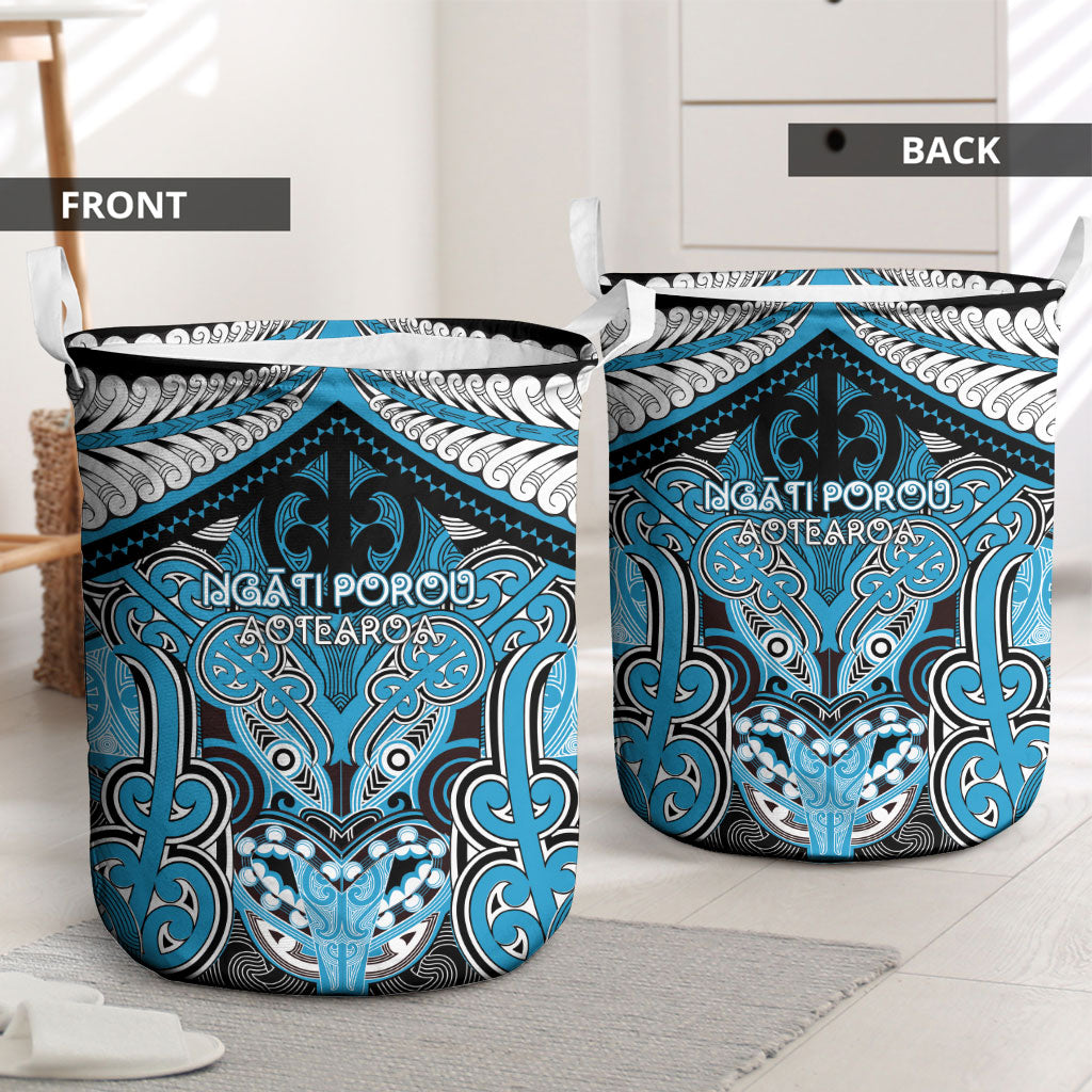 Aotearoa Iwi Ngati Porou Laundry Basket Maori Kowhaiwhai Pattern LT19 - Polynesian Pride