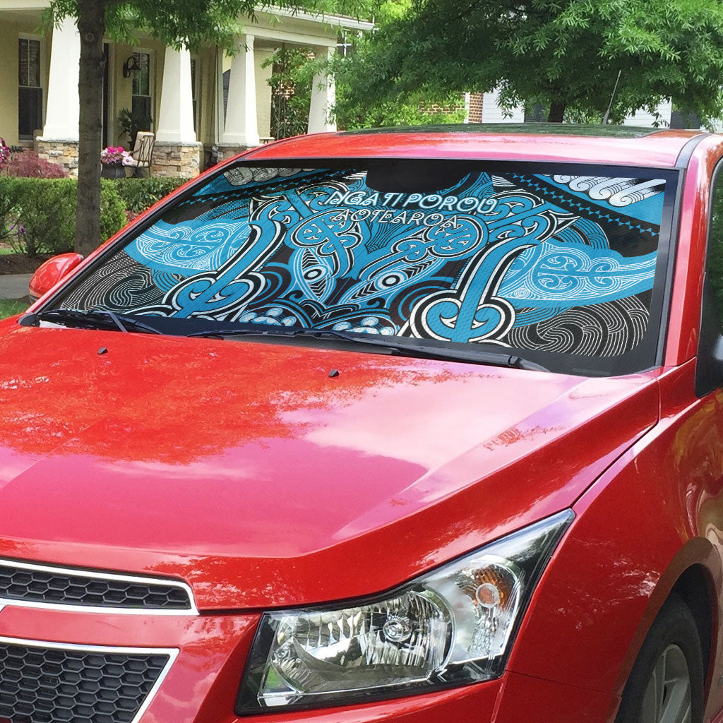 Aotearoa Iwi Ngati Porou Auto Sun Shade Maori Kowhaiwhai Pattern LT19 - Polynesian Pride