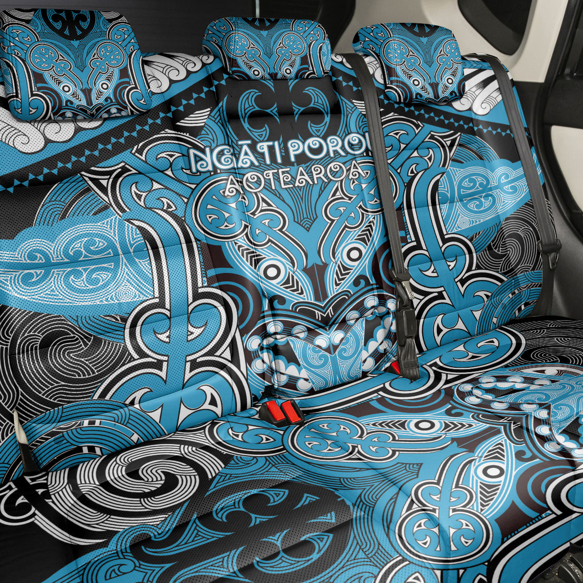 Aotearoa Iwi Ngati Porou Back Car Seat Cover Maori Kowhaiwhai Pattern LT19 - Polynesian Pride