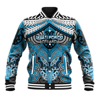 Aotearoa Iwi Ngati Porou Personalised Baseball Jacket Maori Kowhaiwhai Pattern LT19 Unisex Blue - Polynesian Pride