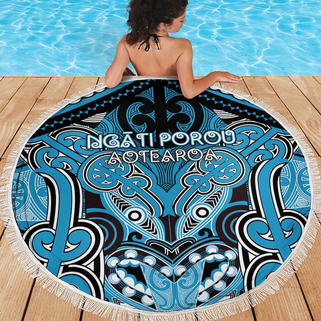 Aotearoa Iwi Ngati Porou Beach Blanket Maori Kowhaiwhai Pattern LT19 - Polynesian Pride