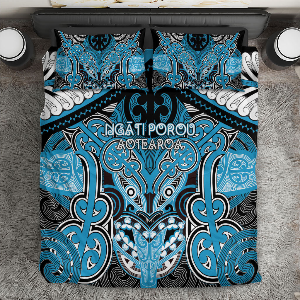 Aotearoa Iwi Ngati Porou Bedding Set Maori Kowhaiwhai Pattern LT19 Blue - Polynesian Pride