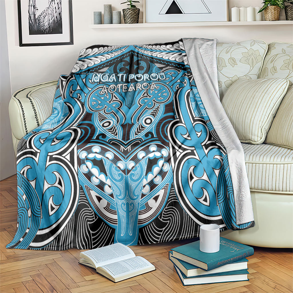 Aotearoa Iwi Ngati Porou Blanket Maori Kowhaiwhai Pattern LT19 Blue - Polynesian Pride