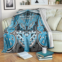 Aotearoa Iwi Ngati Porou Blanket Maori Kowhaiwhai Pattern LT19 Blue - Polynesian Pride
