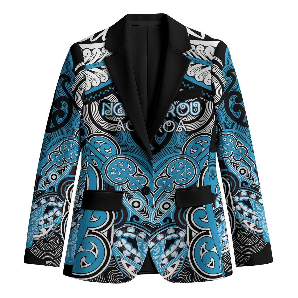 Aotearoa Iwi Ngati Porou Personalised Blazer Maori Kowhaiwhai Pattern LT19 Unisex Blue - Polynesian Pride