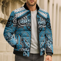 Aotearoa Iwi Ngati Porou Personalised Bomber Puffer Jacket Maori Kowhaiwhai Pattern LT19 - Polynesian Pride