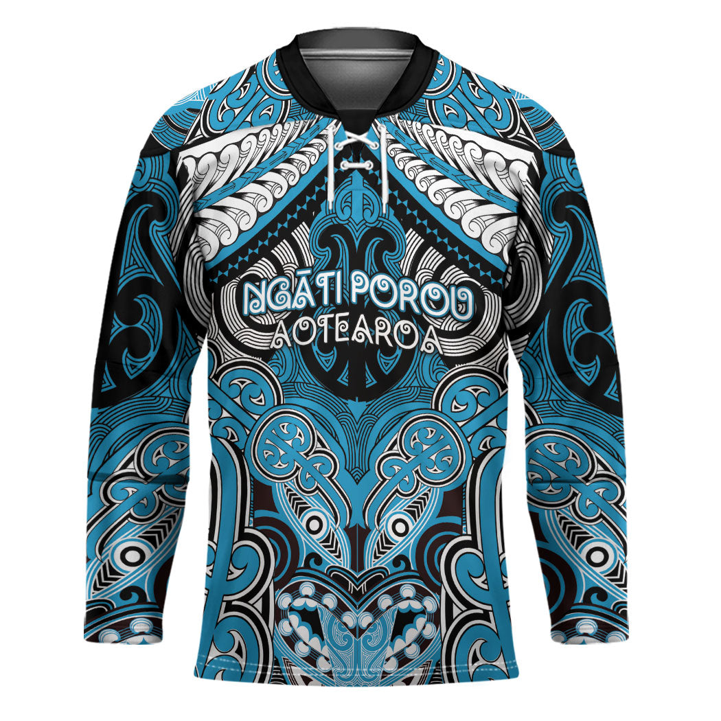 Aotearoa Iwi Ngati Porou Personalised Hockey Jersey Maori Kowhaiwhai Pattern LT19 Unisex Blue - Polynesian Pride