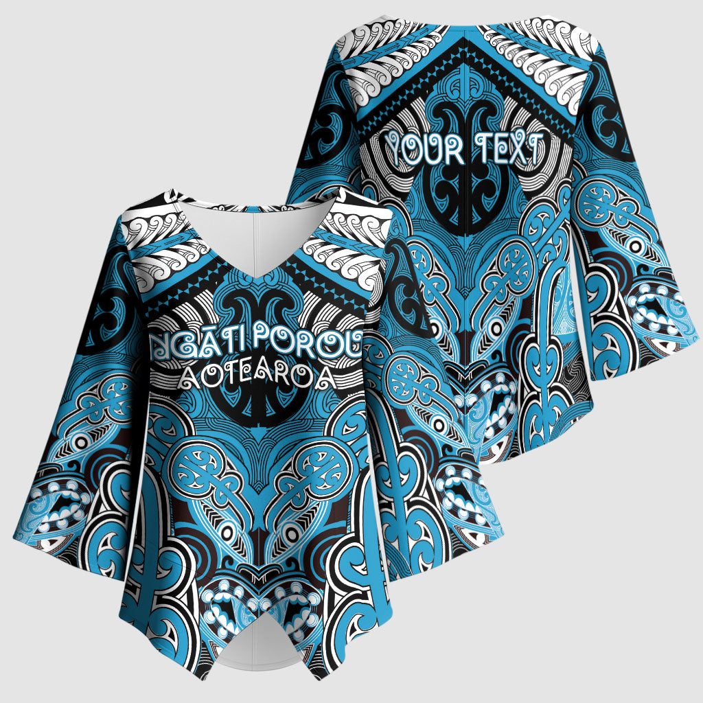 Aotearoa Iwi Ngati Porou Personalised Kimono Sleeve Blouse Maori Kowhaiwhai Pattern LT19 - Polynesian Pride