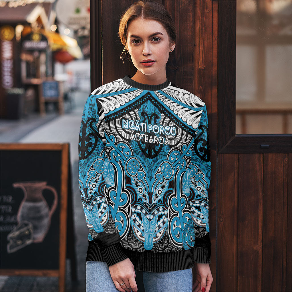Aotearoa Iwi Ngati Porou Personalised Ugly Christmas Sweater Maori Kowhaiwhai Pattern LT19 - Polynesian Pride