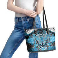 Aotearoa Iwi Ngati Porou Leather Tote Bag Maori Kowhaiwhai Pattern LT19 - Polynesian Pride