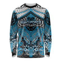 Aotearoa Iwi Ngati Porou Personalised Long Sleeve Shirt Maori Kowhaiwhai Pattern LT19 Unisex Blue - Polynesian Pride