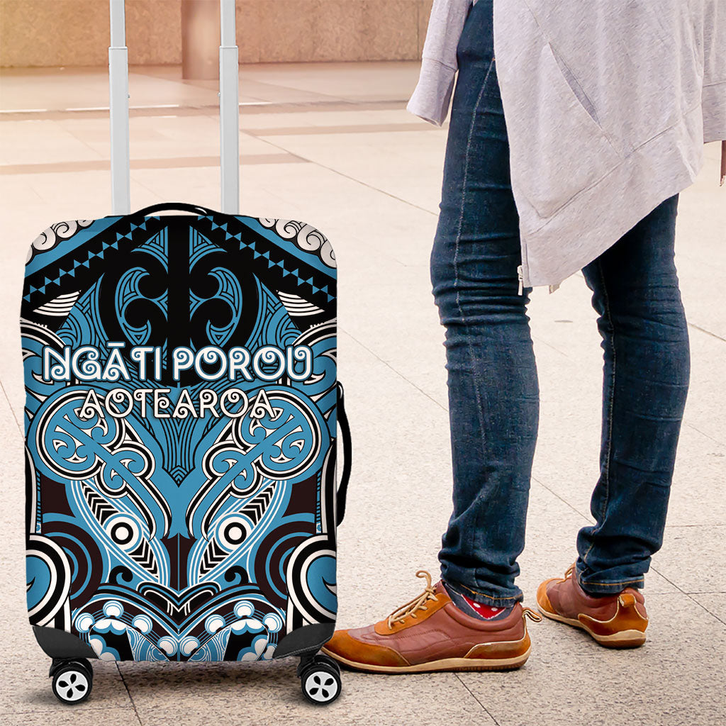 Aotearoa Iwi Ngati Porou Luggage Cover Maori Kowhaiwhai Pattern LT19 Blue - Polynesian Pride