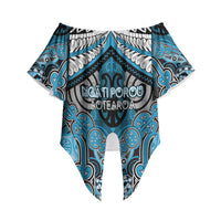Aotearoa Iwi Ngati Porou Personalised Off Shoulder Wrap Waist Top Maori Kowhaiwhai Pattern LT19 - Polynesian Pride