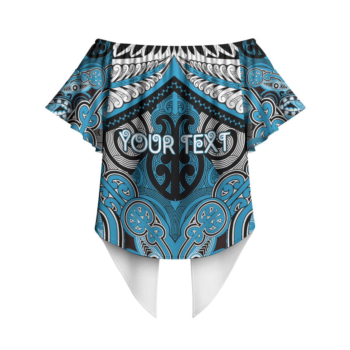 Aotearoa Iwi Ngati Porou Personalised Off Shoulder Wrap Waist Top Maori Kowhaiwhai Pattern LT19 - Polynesian Pride