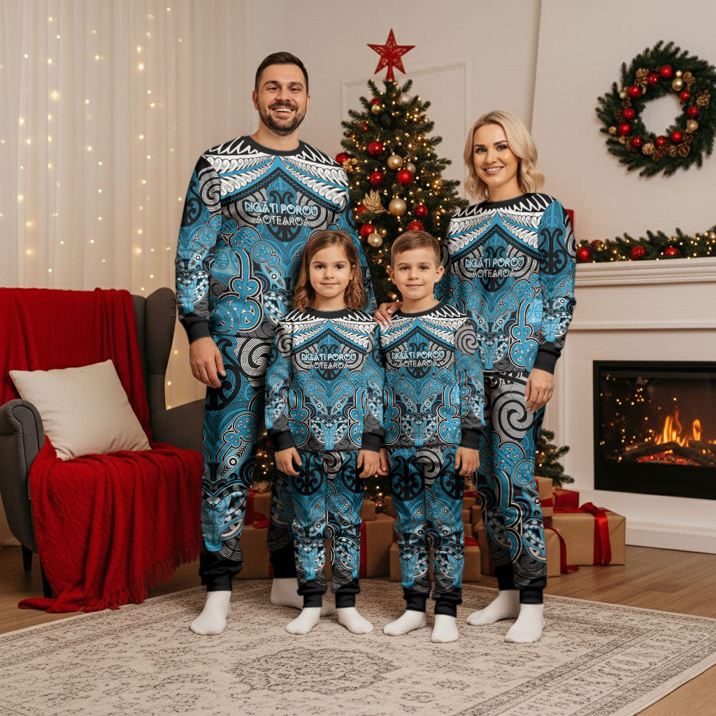 Aotearoa Iwi Ngati Porou Personalised Christmas Pajama Set Maori Kowhaiwhai Pattern LT19 - Polynesian Pride