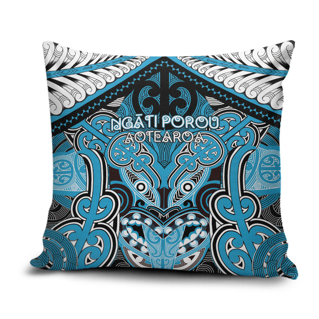 Aotearoa Iwi Ngati Porou Pillow Cover Maori Kowhaiwhai Pattern LT19 Blue - Polynesian Pride