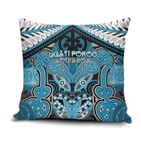 Aotearoa Iwi Ngati Porou Pillow Cover Maori Kowhaiwhai Pattern LT19 Blue - Polynesian Pride