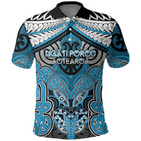 Aotearoa Iwi Ngati Porou Personalised Polo Shirt Maori Kowhaiwhai Pattern LT19 Blue - Polynesian Pride