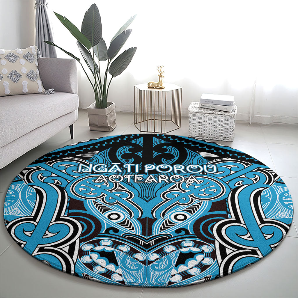 Aotearoa Iwi Ngati Porou Round Carpet Maori Kowhaiwhai Pattern LT19 - Polynesian Pride