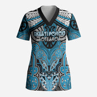 Aotearoa Iwi Ngati Porou Personalised Scrub Top Maori Kowhaiwhai Pattern LT19 Adult Blue - Polynesian Pride