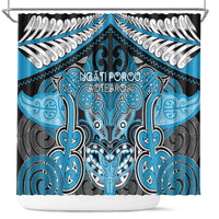 Aotearoa Iwi Ngati Porou Shower Curtain Maori Kowhaiwhai Pattern LT19 Blue - Polynesian Pride