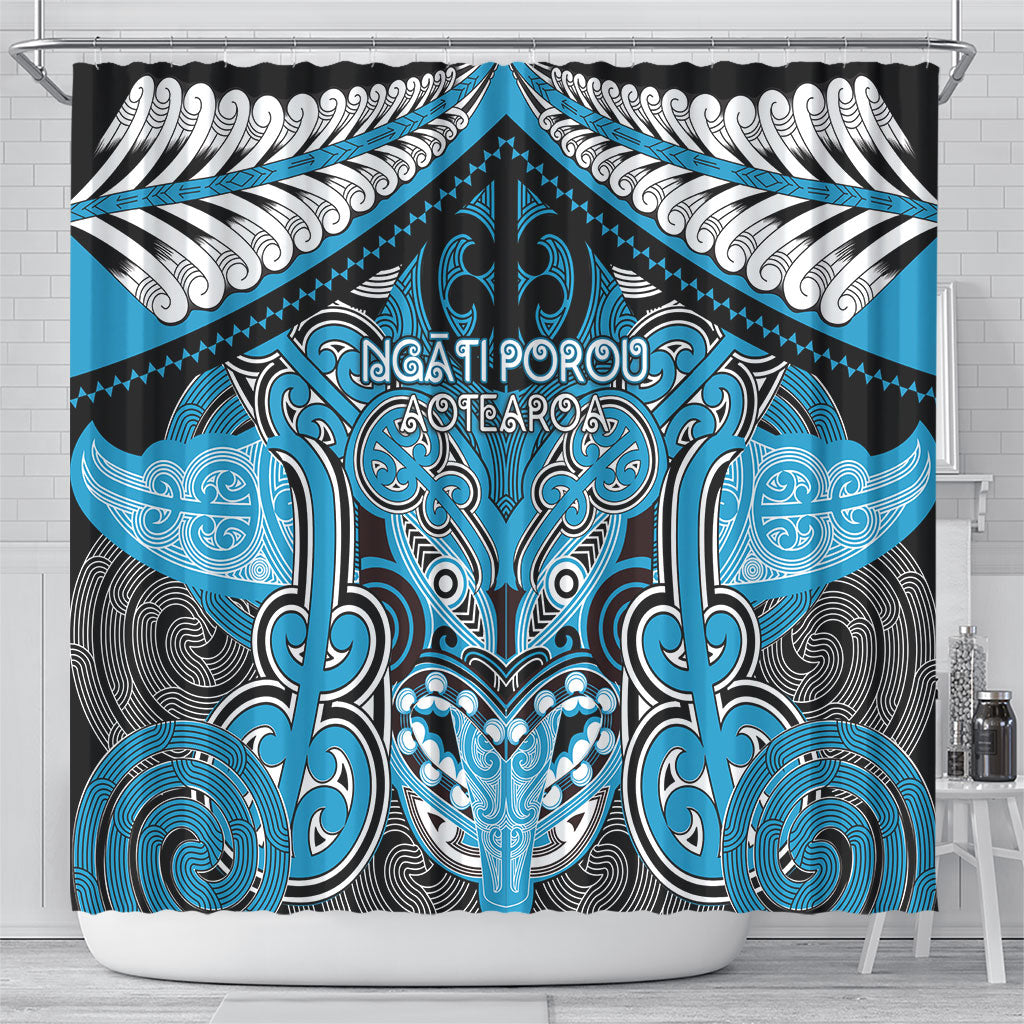 Aotearoa Iwi Ngati Porou Shower Curtain Maori Kowhaiwhai Pattern LT19 - Polynesian Pride