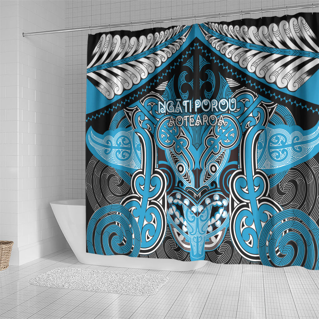 Aotearoa Iwi Ngati Porou Shower Curtain Maori Kowhaiwhai Pattern LT19 - Polynesian Pride