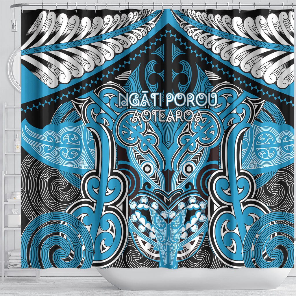 Aotearoa Iwi Ngati Porou Shower Curtain Maori Kowhaiwhai Pattern LT19 - Polynesian Pride