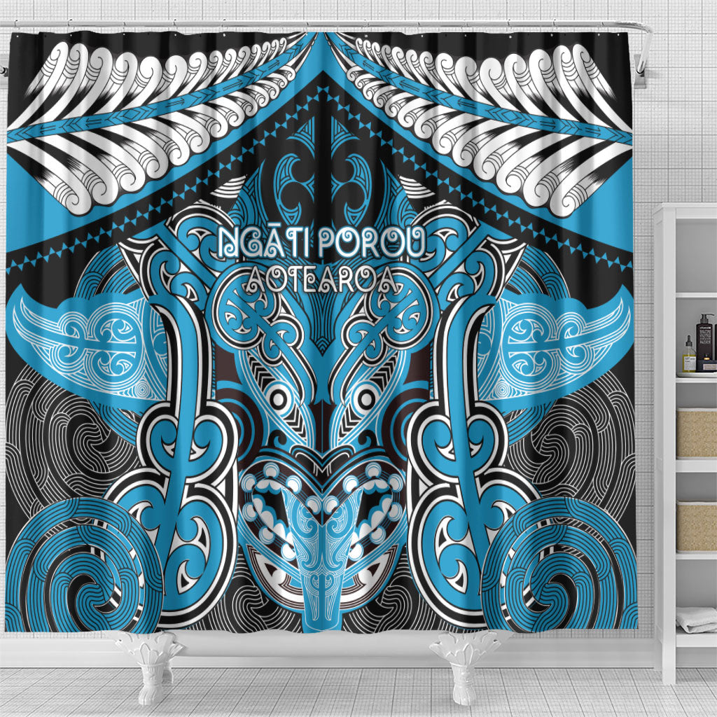Aotearoa Iwi Ngati Porou Shower Curtain Maori Kowhaiwhai Pattern LT19 - Polynesian Pride