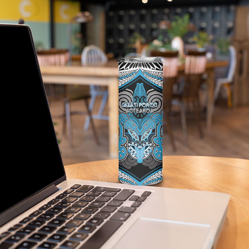 Aotearoa Iwi Ngati Porou Personalised Skinny Tumbler Maori Kowhaiwhai Pattern LT19 - Polynesian Pride