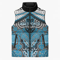 Aotearoa Iwi Ngati Porou Personalised Sleeveless Puffer Jacket Maori Kowhaiwhai Pattern LT19 Unisex Blue - Polynesian Pride