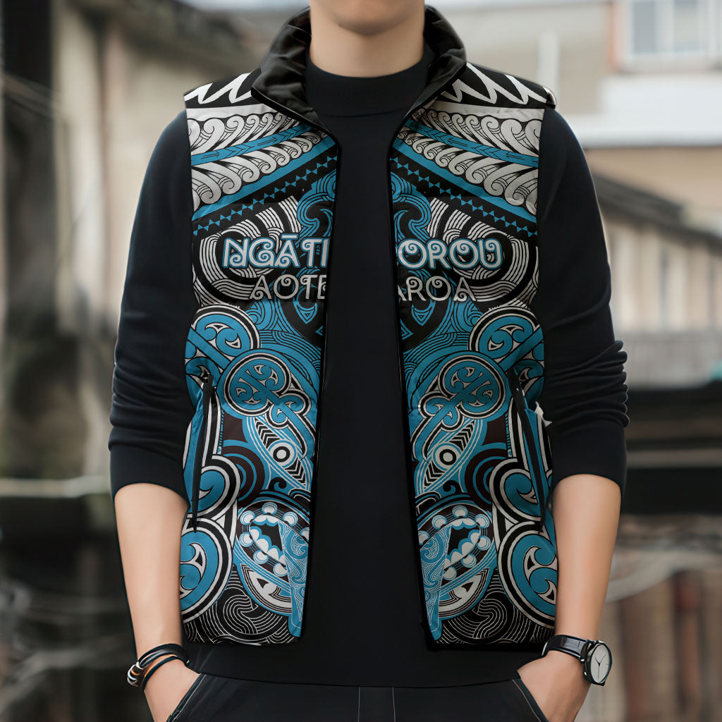 Aotearoa Iwi Ngati Porou Personalised Sleeveless Puffer Jacket Maori Kowhaiwhai Pattern LT19 - Polynesian Pride