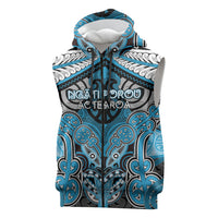 Aotearoa Iwi Ngati Porou Personalised Sleeveless Zip Hoodie Maori Kowhaiwhai Pattern LT19 Blue - Polynesian Pride