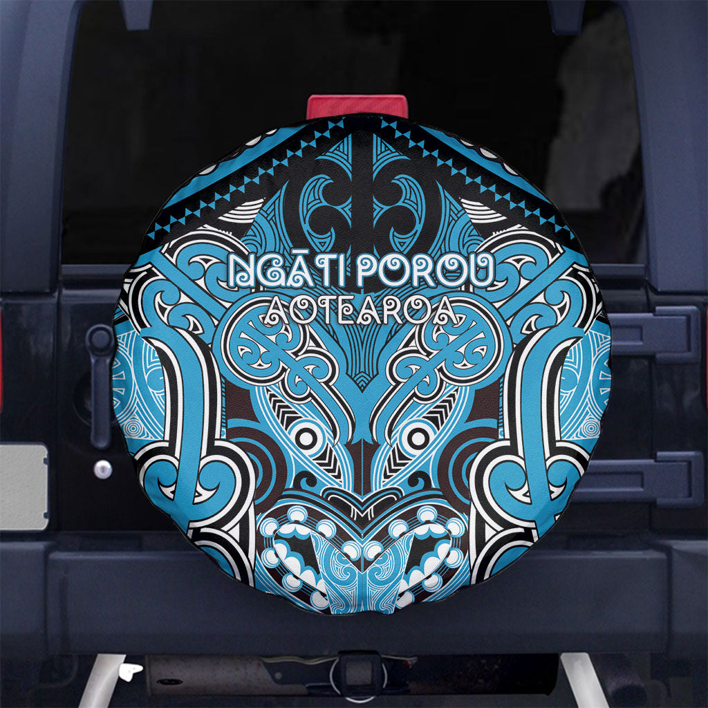 Aotearoa Iwi Ngati Porou Spare Tire Cover Maori Kowhaiwhai Pattern LT19 No hole Blue - Polynesian Pride