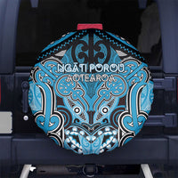 Aotearoa Iwi Ngati Porou Spare Tire Cover Maori Kowhaiwhai Pattern LT19 No hole Blue - Polynesian Pride