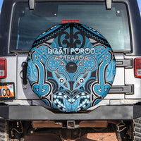 Aotearoa Iwi Ngati Porou Spare Tire Cover Maori Kowhaiwhai Pattern LT19 Blue - Polynesian Pride