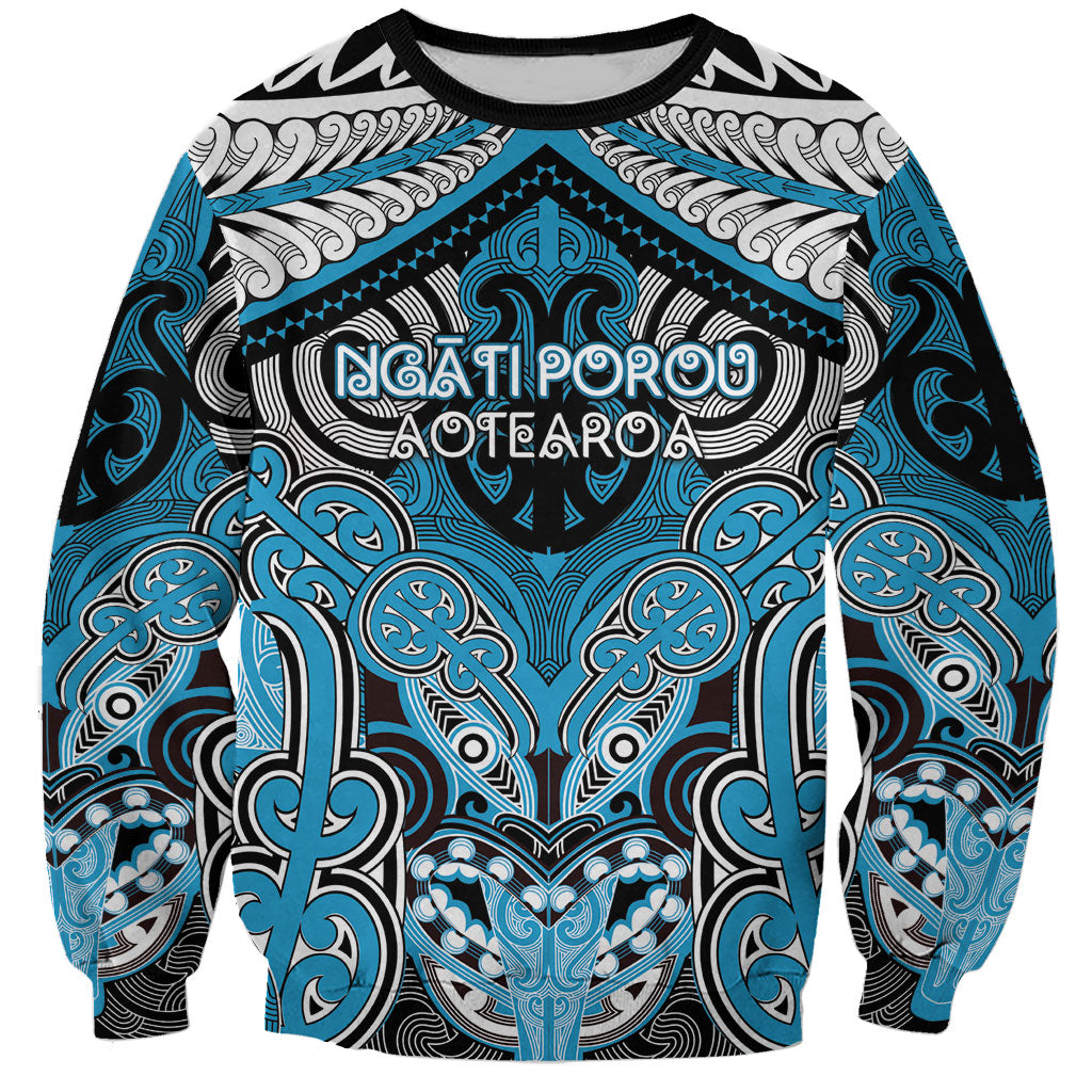 Aotearoa Iwi Ngati Porou Personalised Sweatshirt Maori Kowhaiwhai Pattern LT19 Unisex Blue - Polynesian Pride