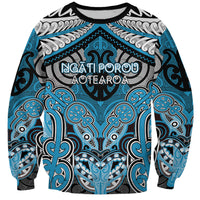 Aotearoa Iwi Ngati Porou Personalised Sweatshirt Maori Kowhaiwhai Pattern LT19 Unisex Blue - Polynesian Pride