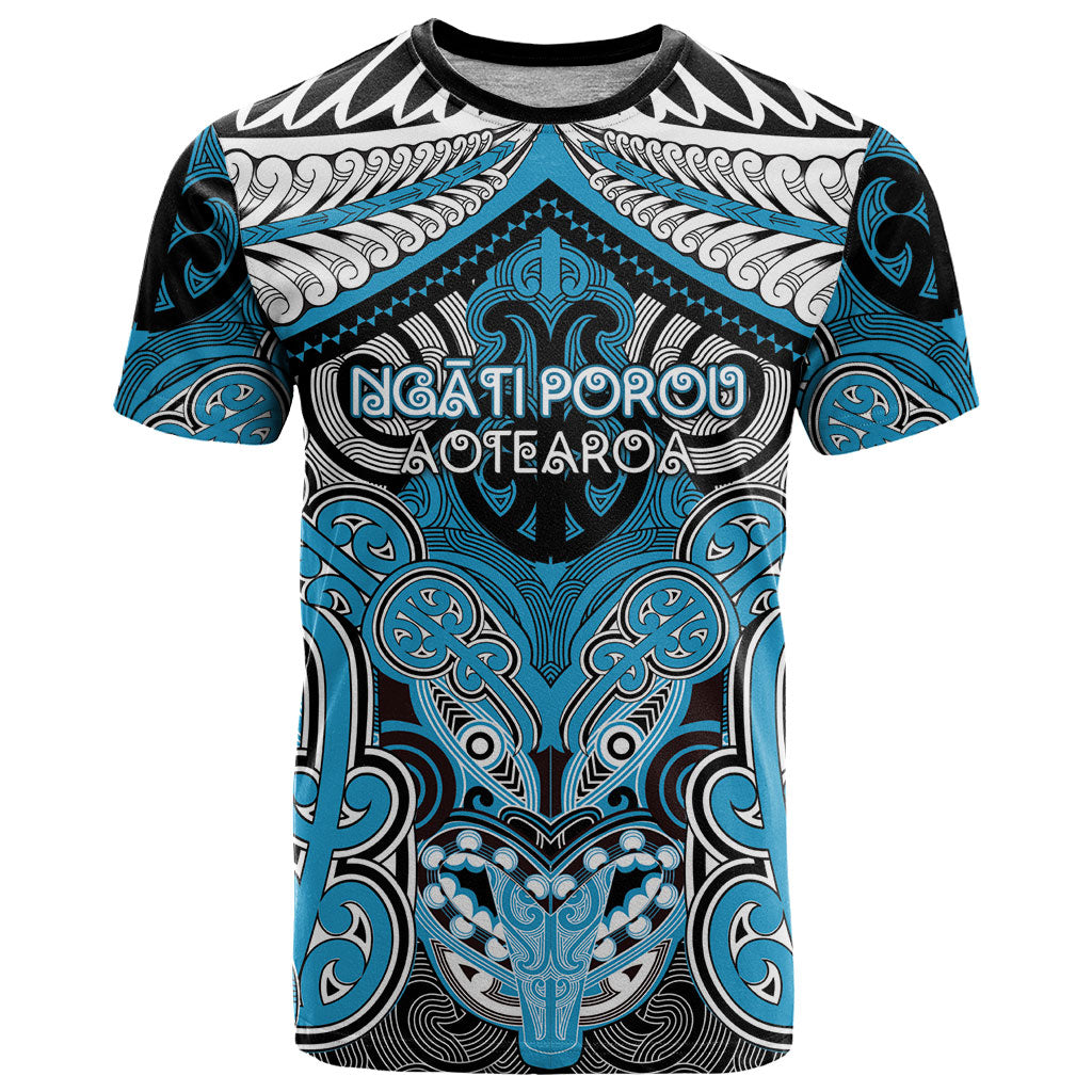 Aotearoa Iwi Ngati Porou Personalised T Shirt Maori Kowhaiwhai Pattern LT19 Blue - Polynesian Pride