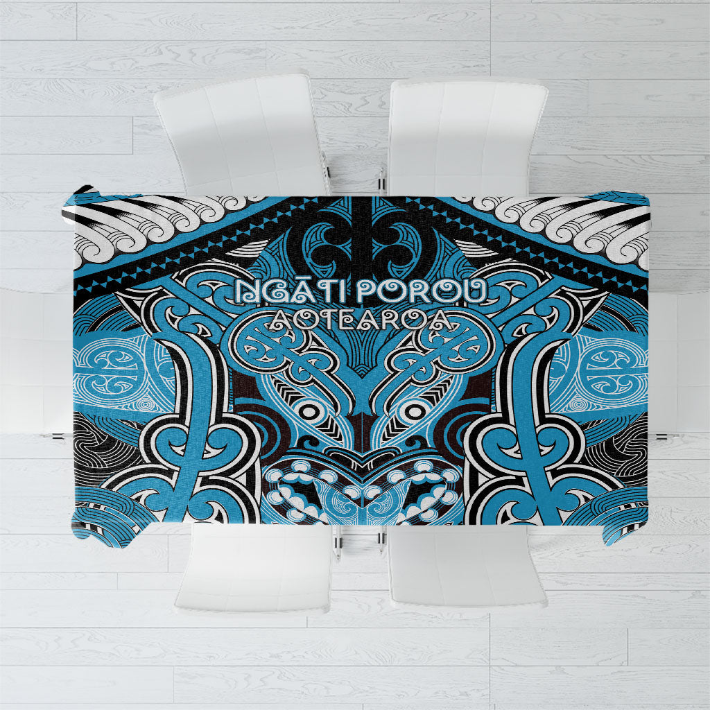 Aotearoa Iwi Ngati Porou Tablecloth Maori Kowhaiwhai Pattern LT19 Blue - Polynesian Pride