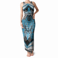 Aotearoa Iwi Ngati Porou Personalised Tank Maxi Dress Maori Kowhaiwhai Pattern LT19 Women Blue - Polynesian Pride