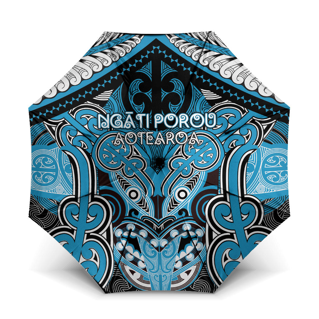 Aotearoa Iwi Ngati Porou Umbrella Maori Kowhaiwhai Pattern LT19 One Size Folded 11.42 inch Opened Diameter 37.4 inch Blue - Polynesian Pride