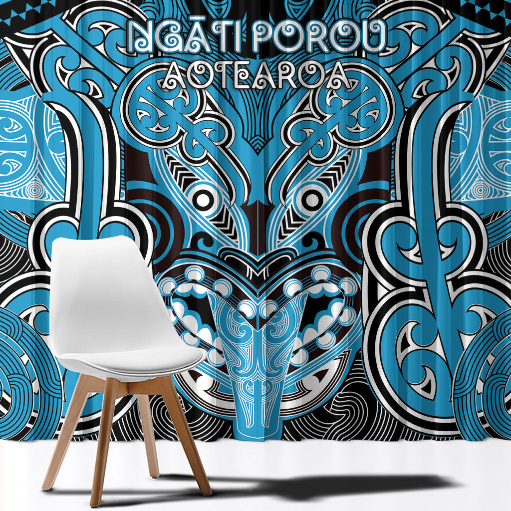 Aotearoa Iwi Ngati Porou Window Curtain Maori Kowhaiwhai Pattern LT19 - Polynesian Pride