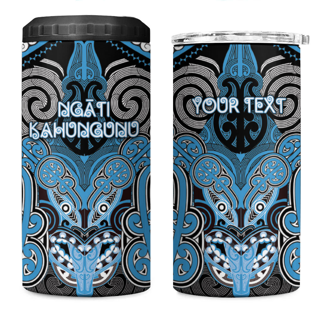 Aotearoa Iwi Ngati Kahungunu Personalised 4 in 1 Can Cooler Tumbler Maori Kowhaiwhai Pattern LT19 One Size: 16 oz Blue - Polynesian Pride