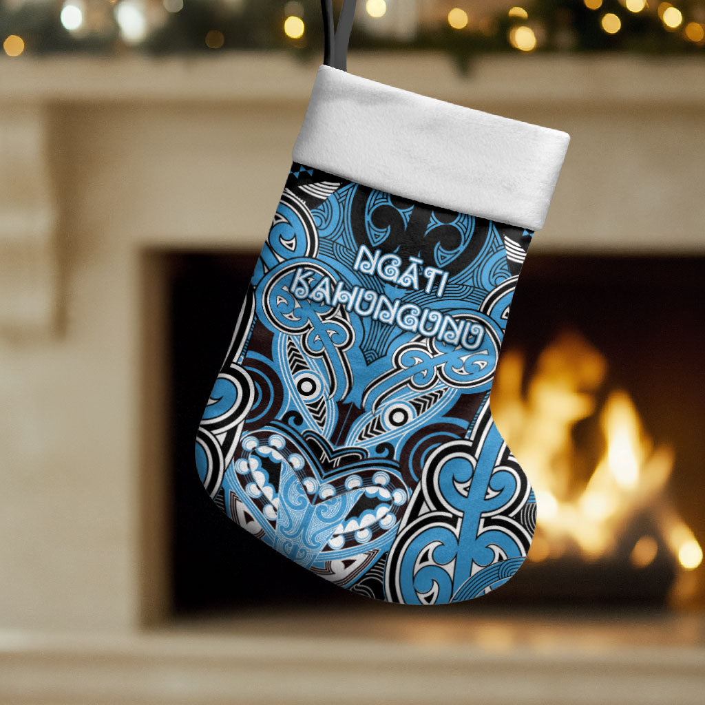 Aotearoa Iwi Ngati Kahungunu Personalised Christmas Stocking Maori Kowhaiwhai Pattern LT19 Set of 2 Blue - Polynesian Pride