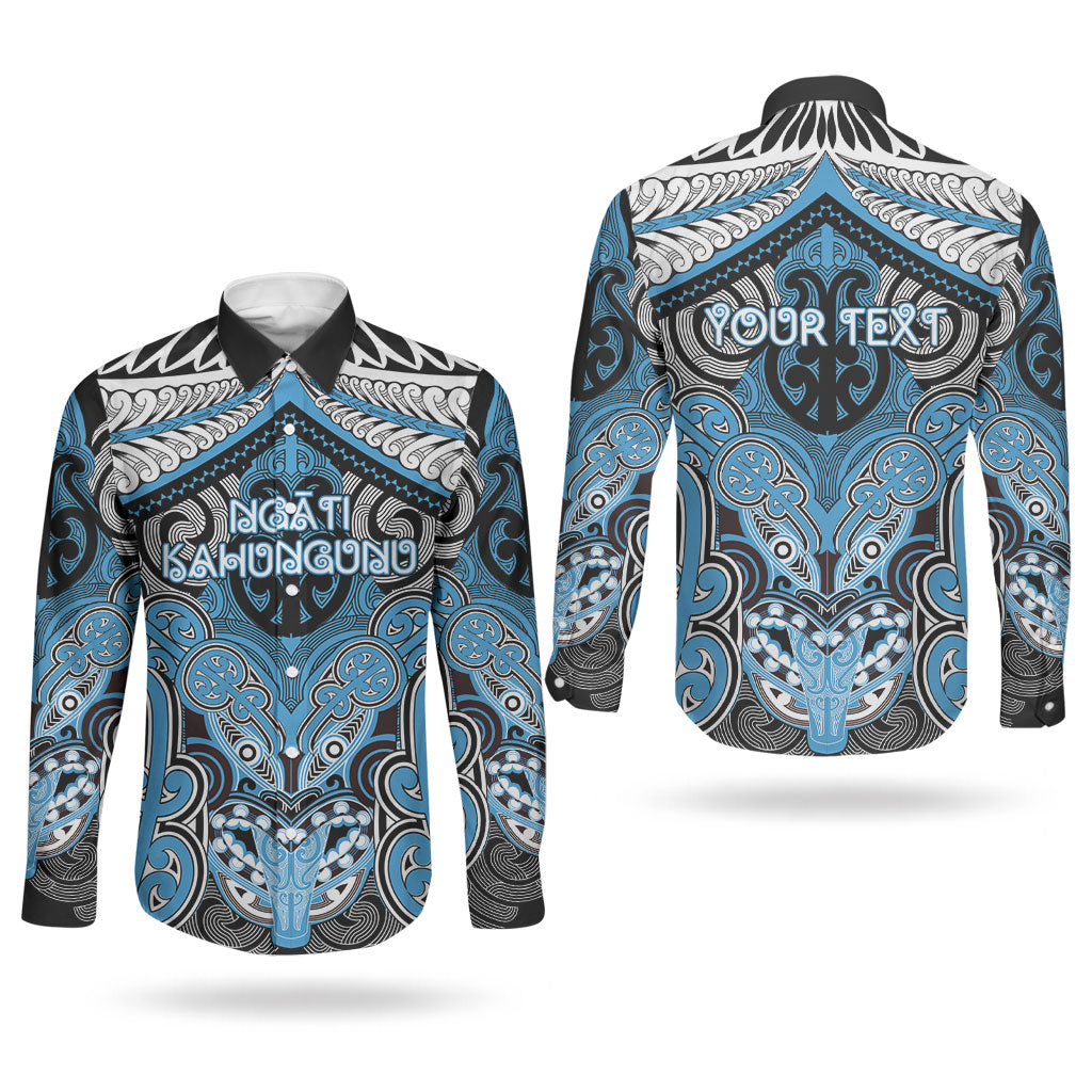 Aotearoa Iwi Ngati Kahungunu Personalised Couples Matching Long Sleeve Bodycon Dress and Long Sleeve Button Shirt Maori Kowhaiwhai Pattern LT19 - Polynesian Pride