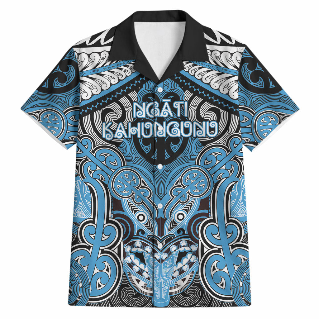 Aotearoa Iwi Ngati Kahungunu Personalised Hawaiian Shirt Maori Kowhaiwhai Pattern LT19 Blue - Polynesian Pride