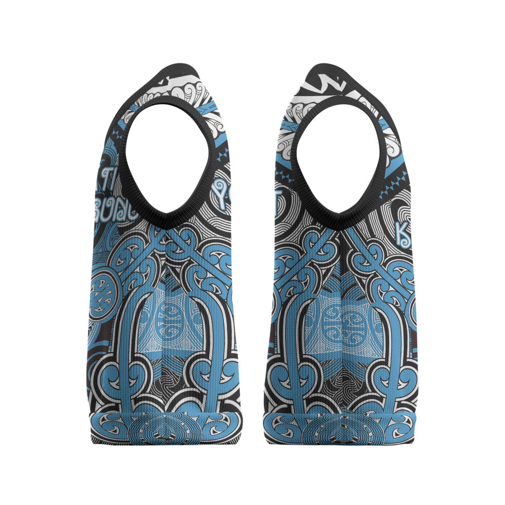 Aotearoa Iwi Ngati Kahungunu Personalised Christmas Knitted V-Neck Vest Maori Kowhaiwhai Pattern LT19 - Polynesian Pride